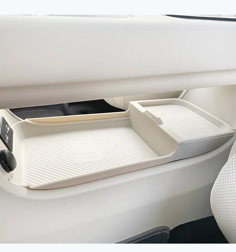For ORA 5 2026 GWM Car Central Control Button Silicone Pad Armrest Box Cover Water Cup Slot Interior Accessories Set White Grey