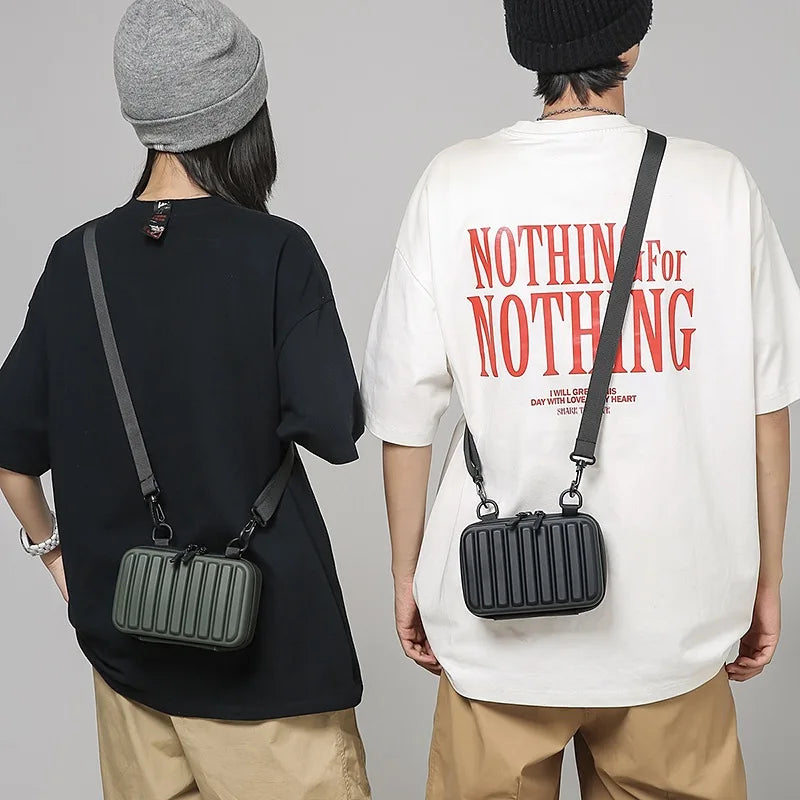 Unisex Leisure Shoulder Bag Army Green PVC Solid Color Crossbody Bag for Women 2025 Mini Box Handbag Purse Casual Sling Bag