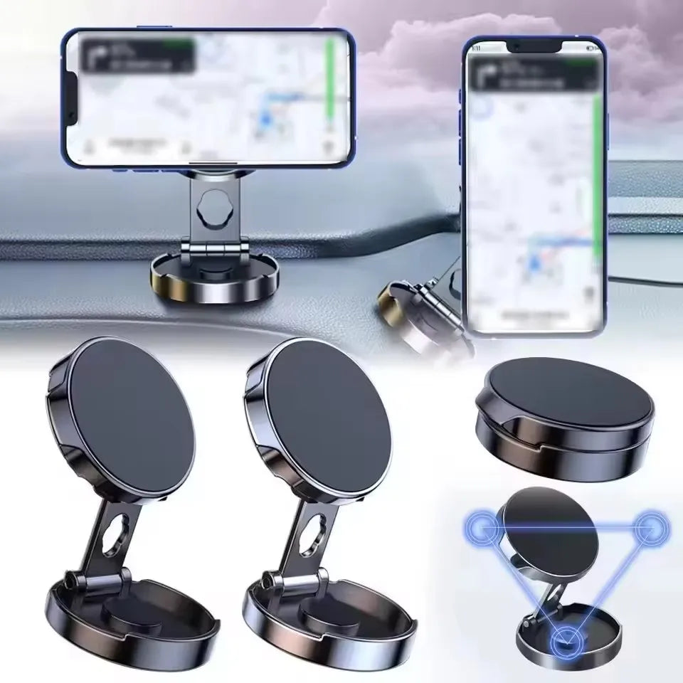 Round Folding Magnetic Car Holder 360 Degree Rotatable Mobile Phone Bracket Mount Strong Magnet Support For iPhone Samsung Stand
