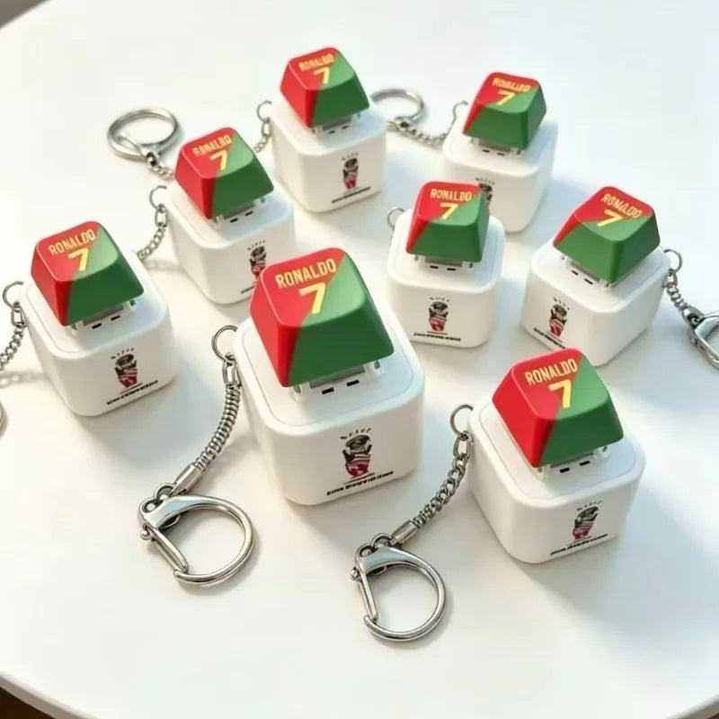 2026 New CreativeKey Pendant  Siu Press-and-Squeeze Stress-Relief Keyboard Sound-Emitting and Light-Up Keychain Gift Anime