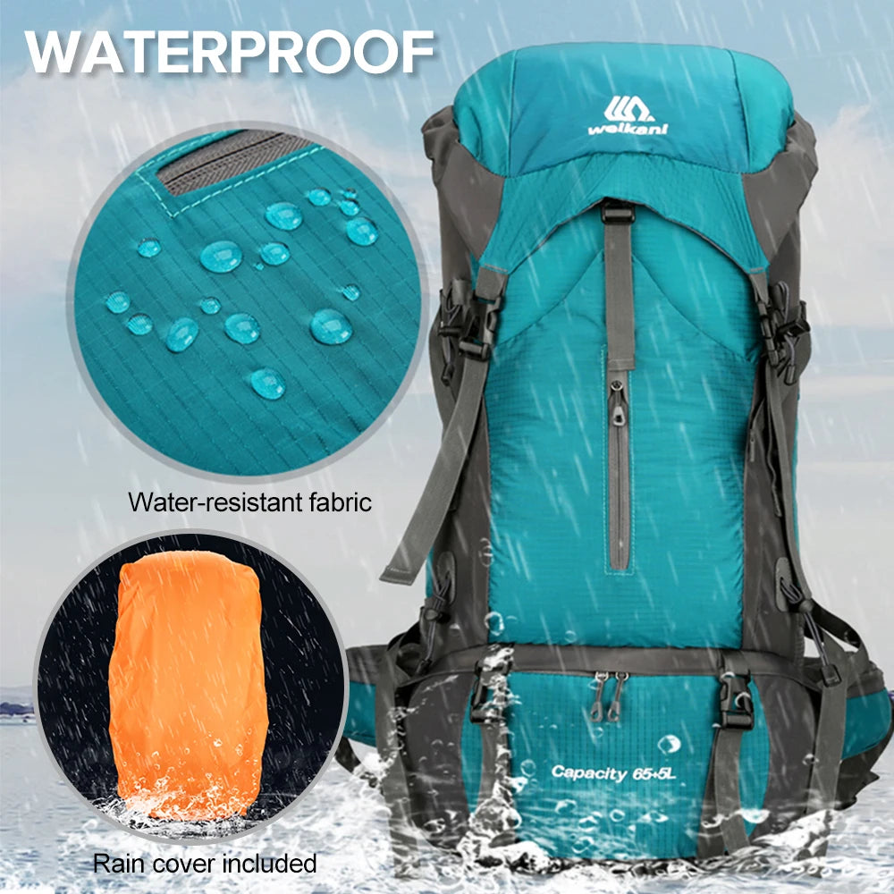 70L Travel Backpack Hiking Backpack Water-resistant Climbing Camping Backpack Travel Daypack with Rain Cover Climbing Bag