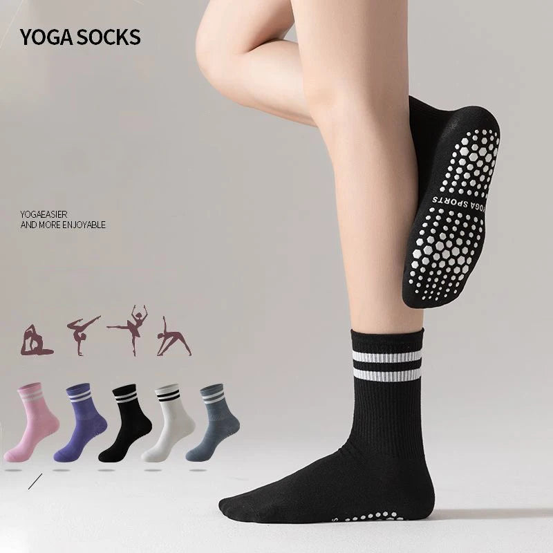 Dreamlikelin 1 Pair Women's Mid-Calf Yoga Socks Non-Slip Breathable & Sweat-Wicking Floor Socks for Pilates, Dance ,Workout |