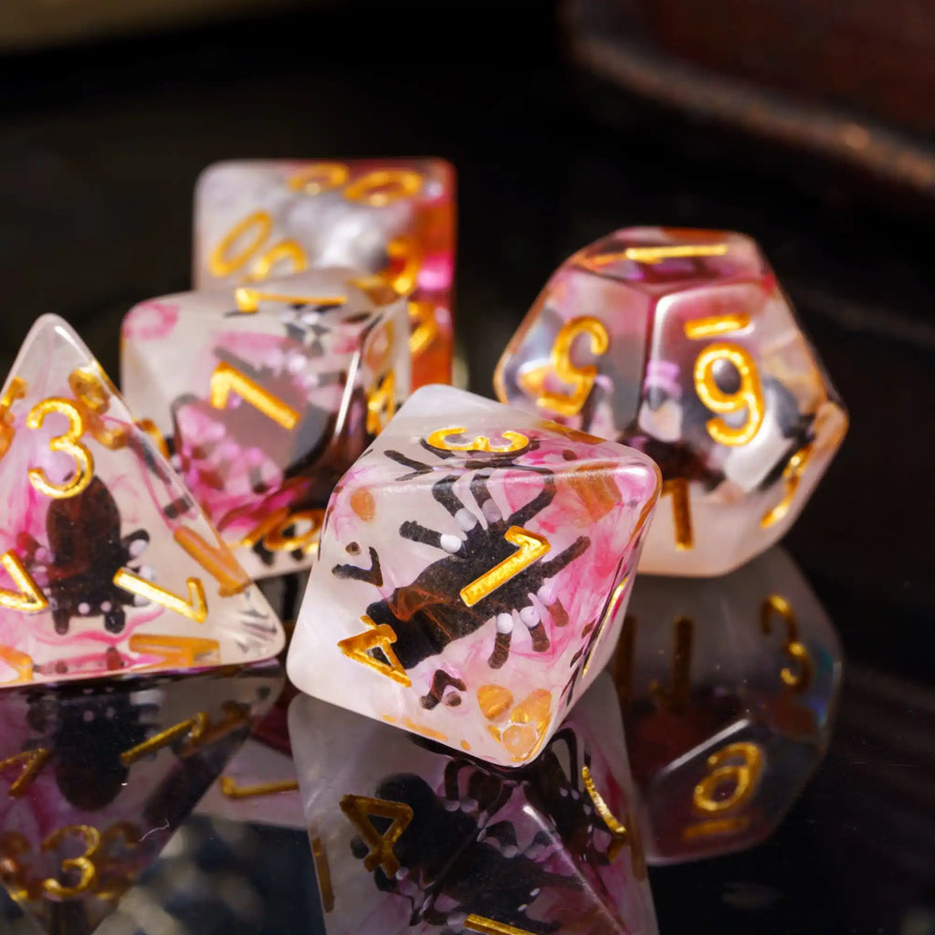 Cusdie Animal DnD Dices Cute Resin 7Pcs Various D4 D6 D8 D10 D% D12 D20  Polyhedral Dice Set for D&D Role Playing Board Games