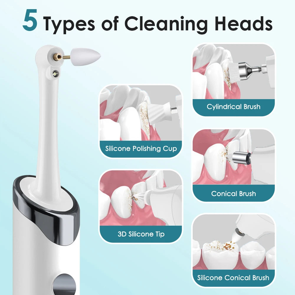 Rechargeable Tooth Polisher Electric Whitening & Polishing Tooth Polisher 5 Mode Personal Dental Calculus Remover Plaque Cleaner