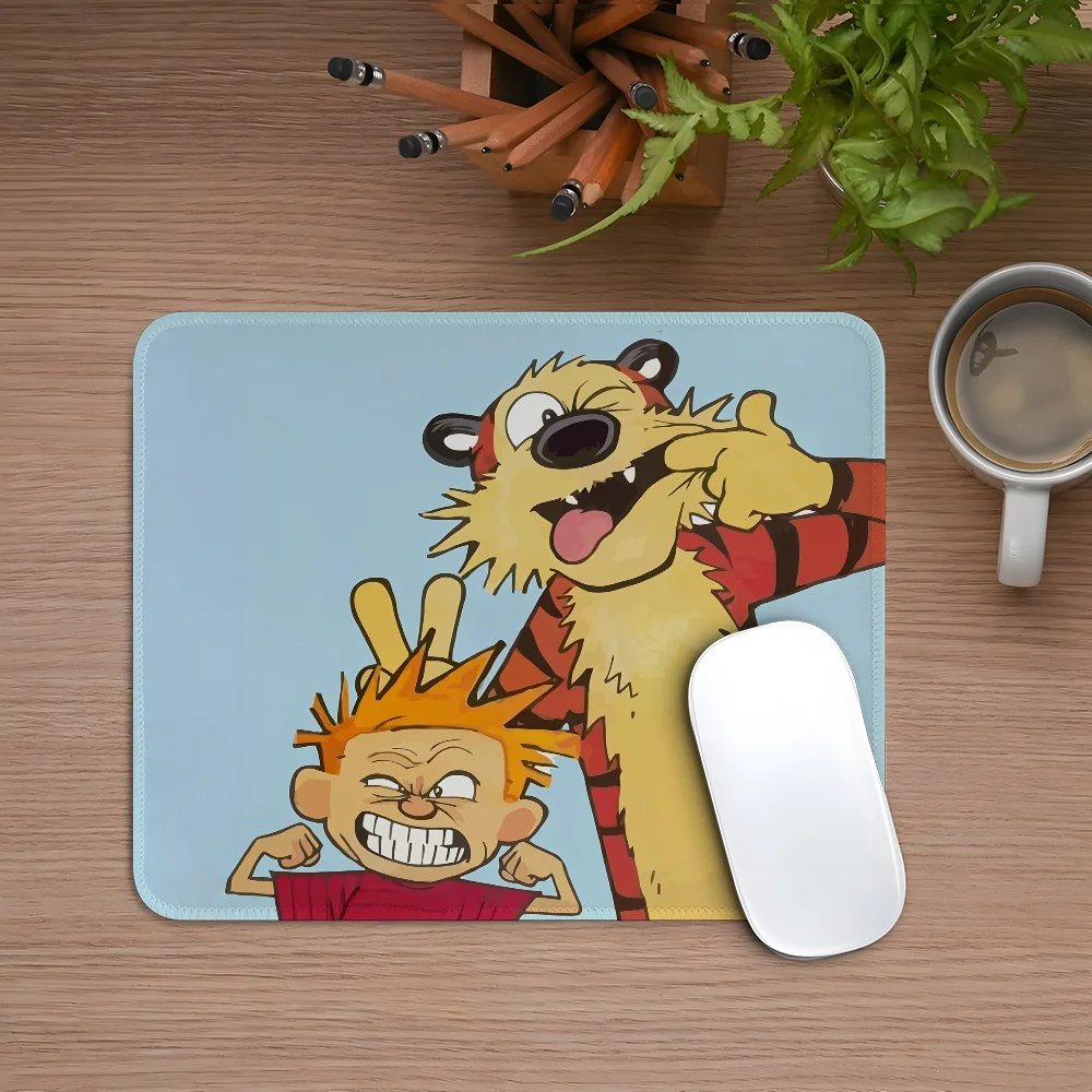 Cartoon C-Calvin And H-Hobbes Mouse Pad Esports Mousepad Laptop Computer Locking Edge Office Desk Mat Rubber Small Anti Slip Pad