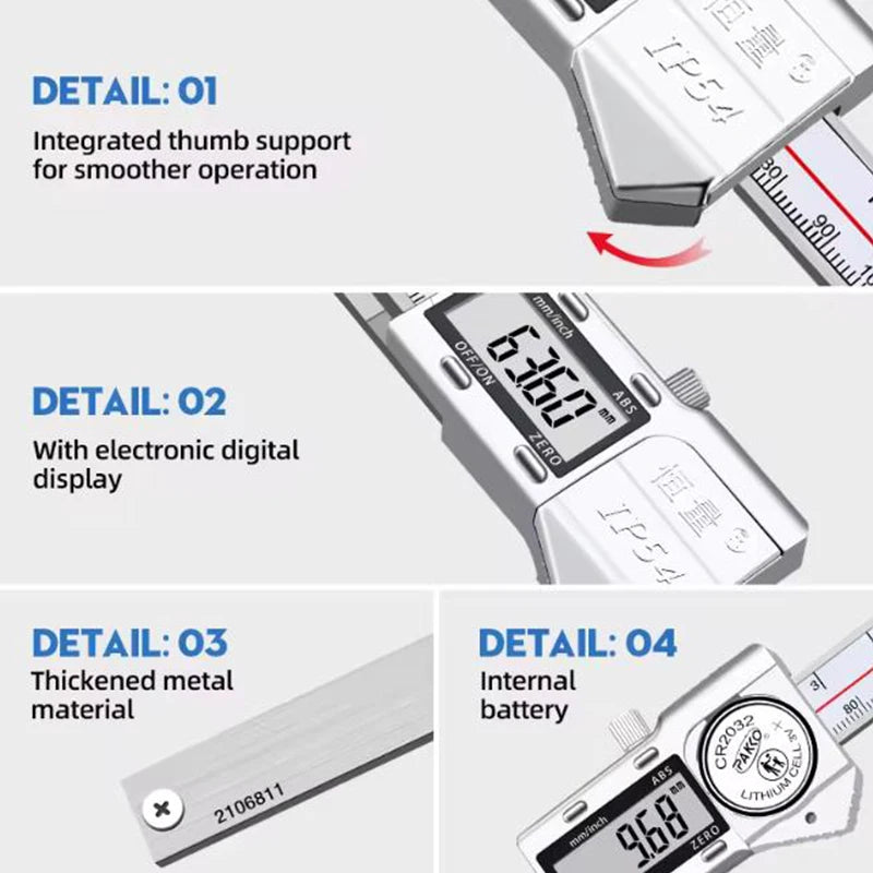 Horizontal Edge Center Digital Caliper 0.01mm Precision Stainless Steel Conical Probe for Hole Center & Edge Measurement