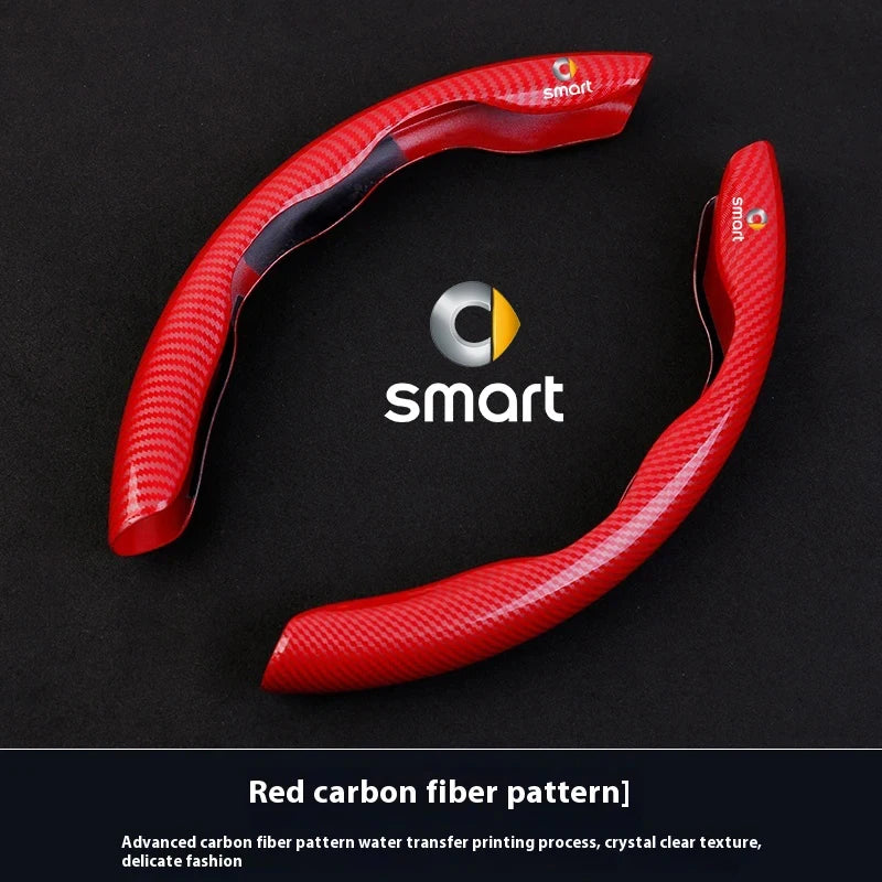For Smart Fortwo Forfour Forjeremy 451 453 Brabus Roadster Forstars Sprite 1 3 5 Car Carbon Fiber Texture Steering Wheel Cover