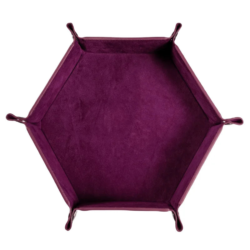 Foldable Dice Tray PU Leather Flannel Game Dice Plate Four Corners Folded Tray Home Desktop Decoration Box Coin Key Storage Tray