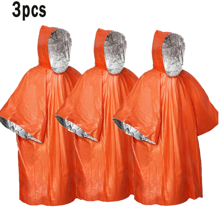 3/5-Pack Emergency Poncho Set - Waterproof,Thermal,Ultra-Lightweight,and Durabl,Ideal for Outdoor Enthusiasts,Hikers,and Campers