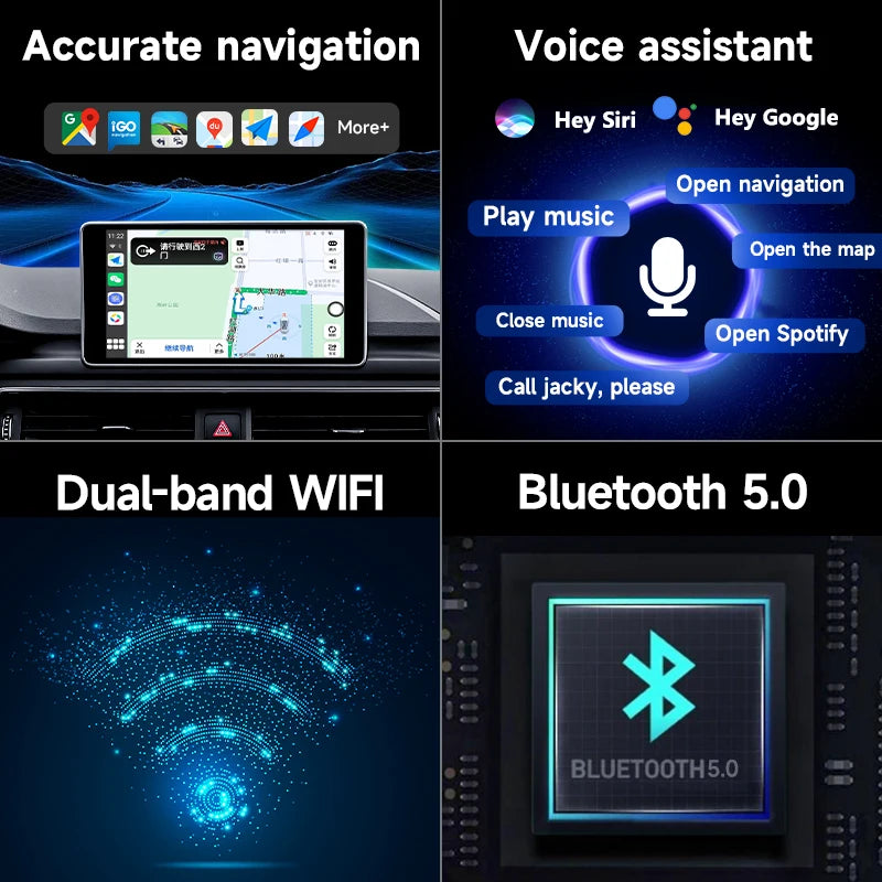 3-in-1 car video box wireless CarPlay Android automatic adapter Android TV box on Youtube Nexflit intelligent car intelligent sy