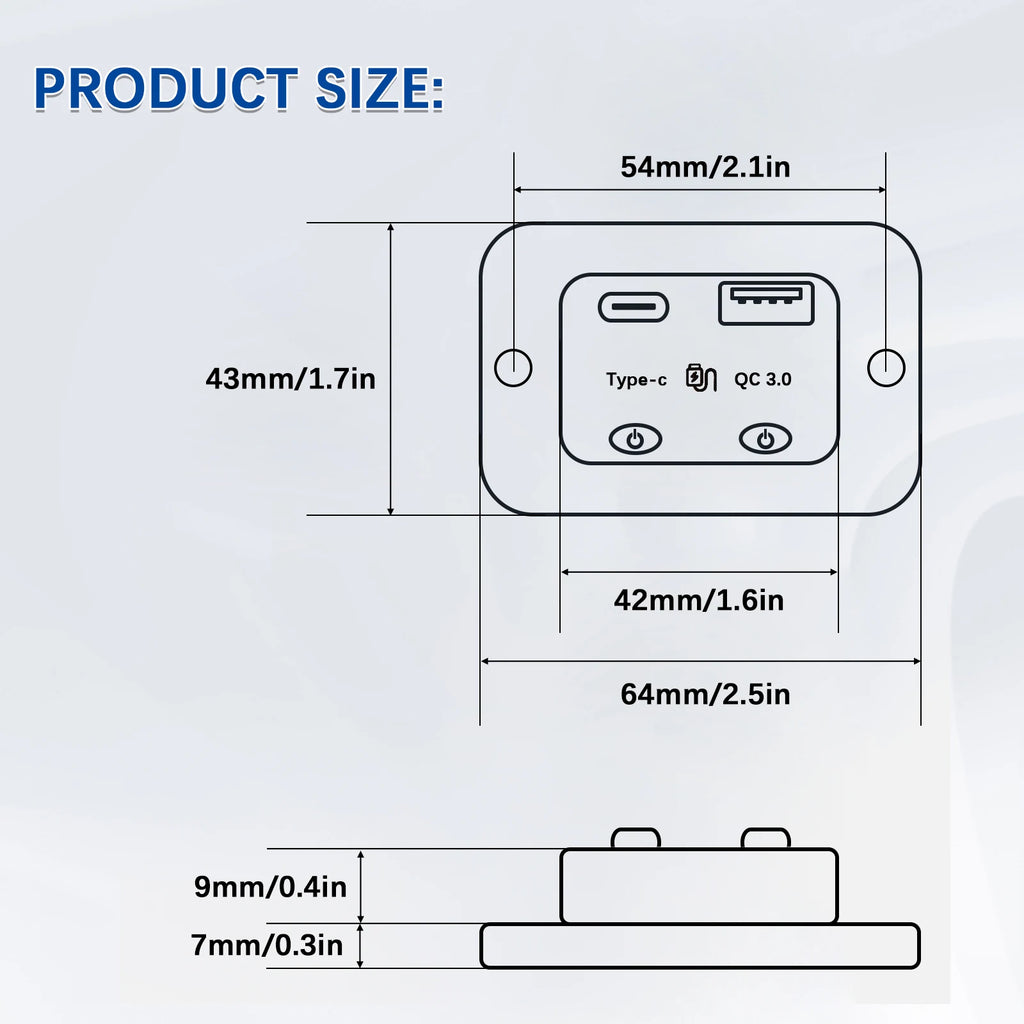 12V/24V Car Usb Splitter Power Outlet Panel Adapter for Camper Truck Boat RV Car Charger Socket Dual USB Type C Charger Adapter