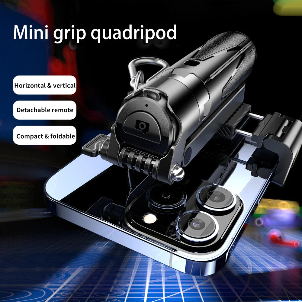 Portable Bluetooth Selfie Stick Tripod with Remote, Foldable Phone Holder Stand for iPhone & Smartphones, Mini Keychain Design