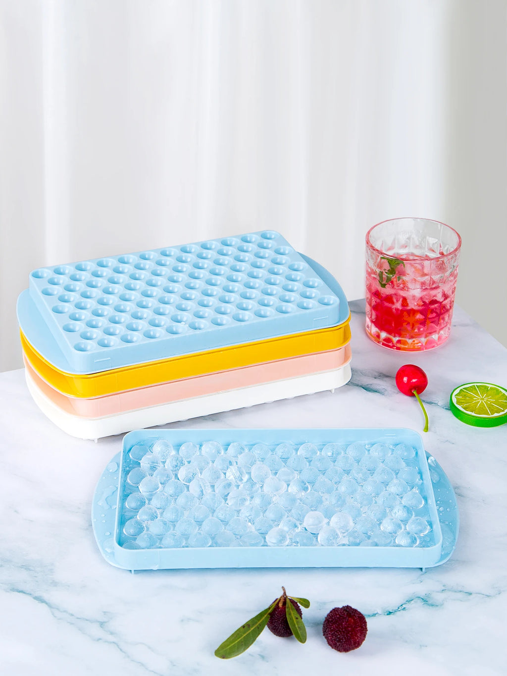 1pc Silicone Ice Cube Mold 104 Cube Ice Trays Food Grade Maker Kitchen Household Stackable Ice Trays With Covers