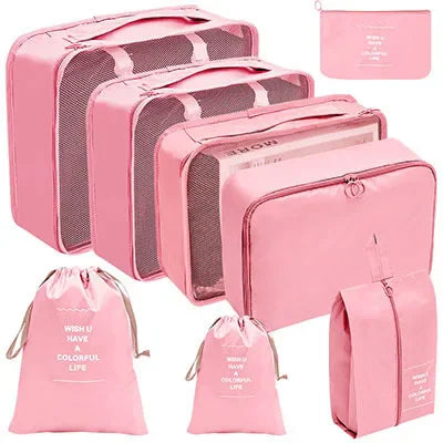 8/9PCS Set Packing Cubes For Travel Waterproof Clothes Underwear Shoes Toiletries Organizer Tidy Pouch Travel Storage Bag