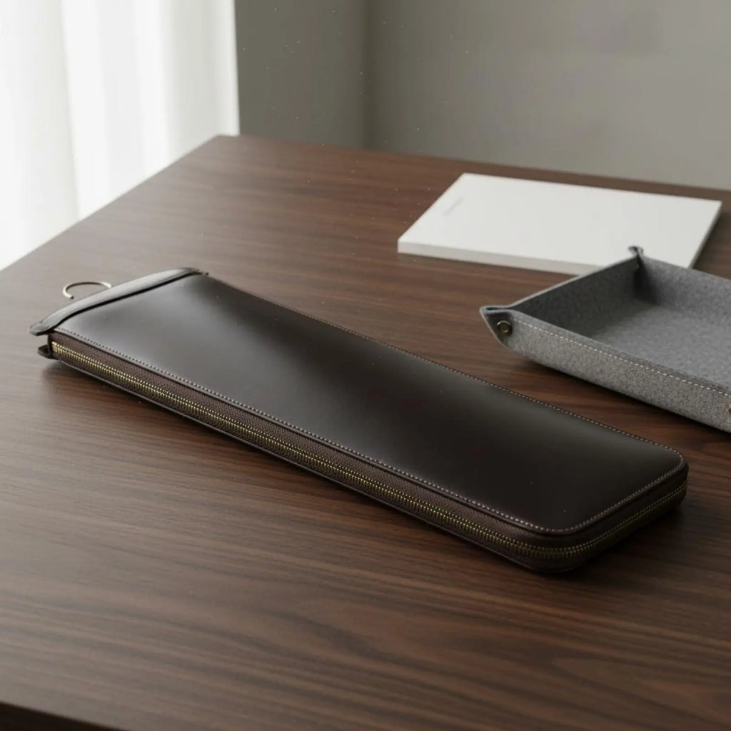 Leather Tie Travel Case Hook Design Leather Tie Box Necktie Storage Box Slim for Travelers