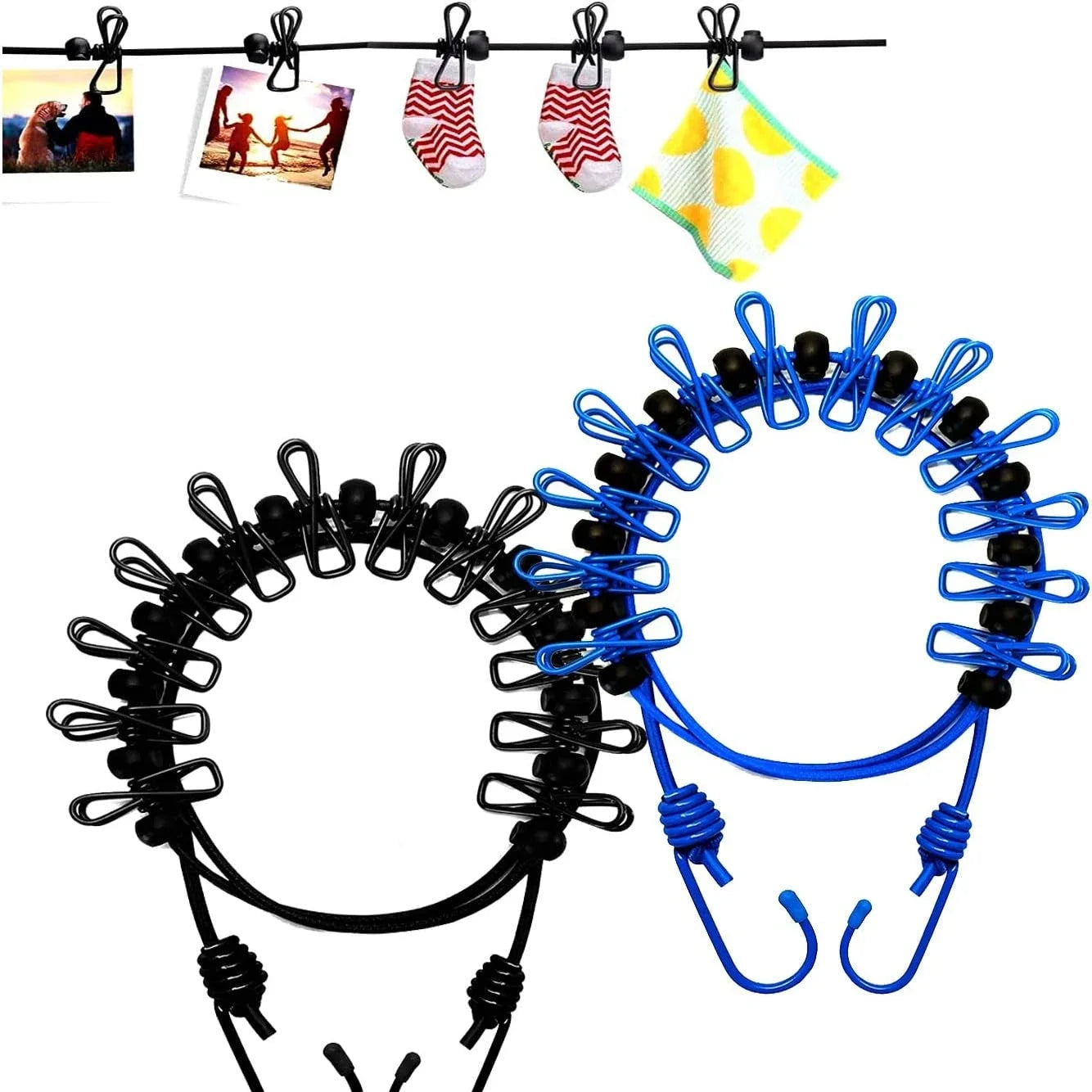 Portable Travel Clothesline Retractable Adjustable Clothes Drying Rope 180cm With 12pcs Clips Camping Outdoor Hanging Clothes