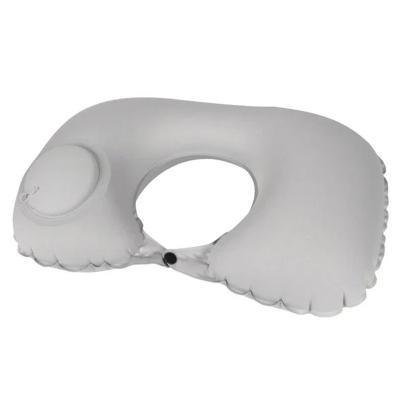 Inflatable Neck Air Pillow U Shape Neckrest Head Rest Portable Sleep Resting Folding Press Travel Pillow for Airplane Train Car