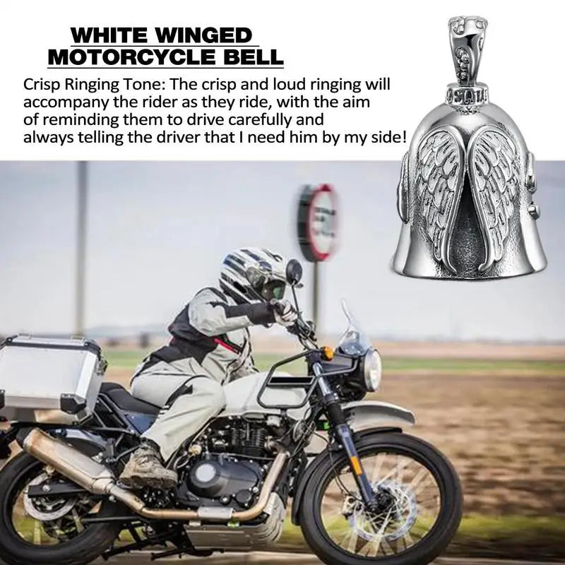 Guardians Angel Ride Cycling Motorcycle Bell Keychain Titanium Steel Retro Lucky Exorcist Bell Motorcycle Hanging Riding Bell