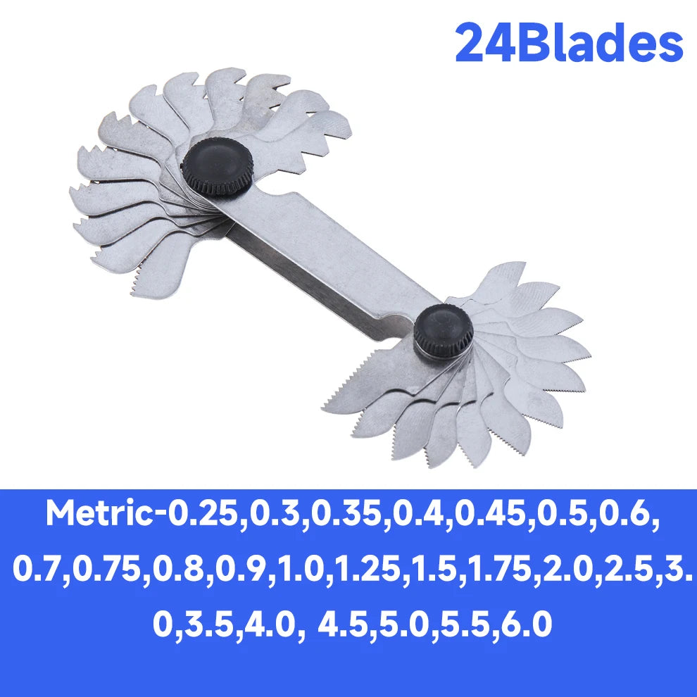 20-58 Blades Screw Pitch Gauge Metric & Imperial & US Screw Meter SAE Whitworth 55/60 Degree Metrisch Thread Measurement Tools