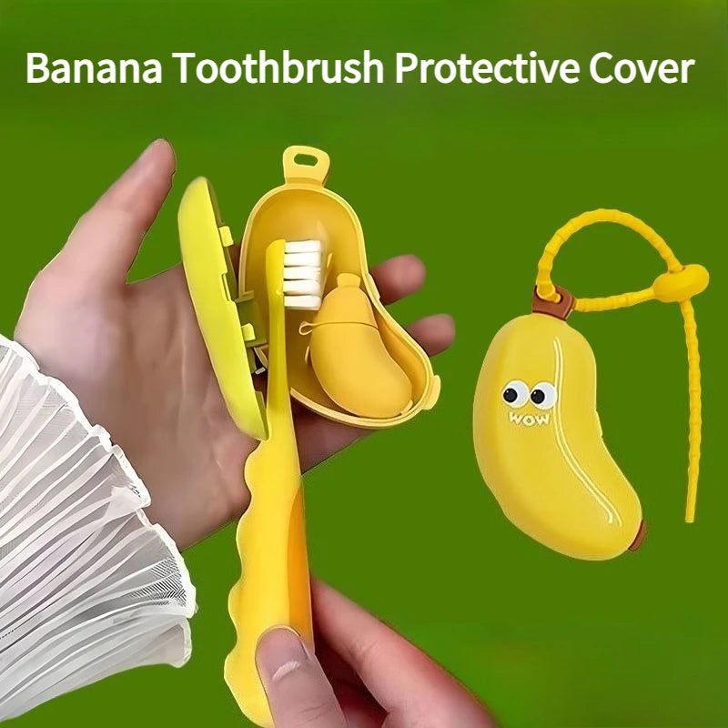 Toothbrush Protective Cover Independent Cute Banana Shaped Toothbrush Storage Dust Cover Travel Convenient Wash Toothpaste