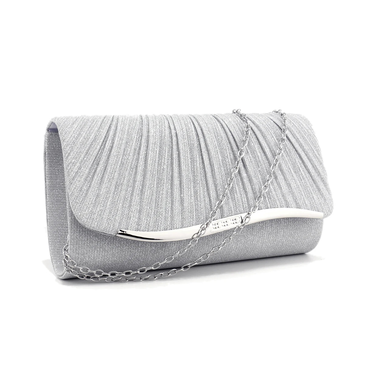 Purple Color New Color Ruched Women Evening Bags Glitter Fashion Envelope Design Cover Handbags With Shoulder Purse Clutch Purse