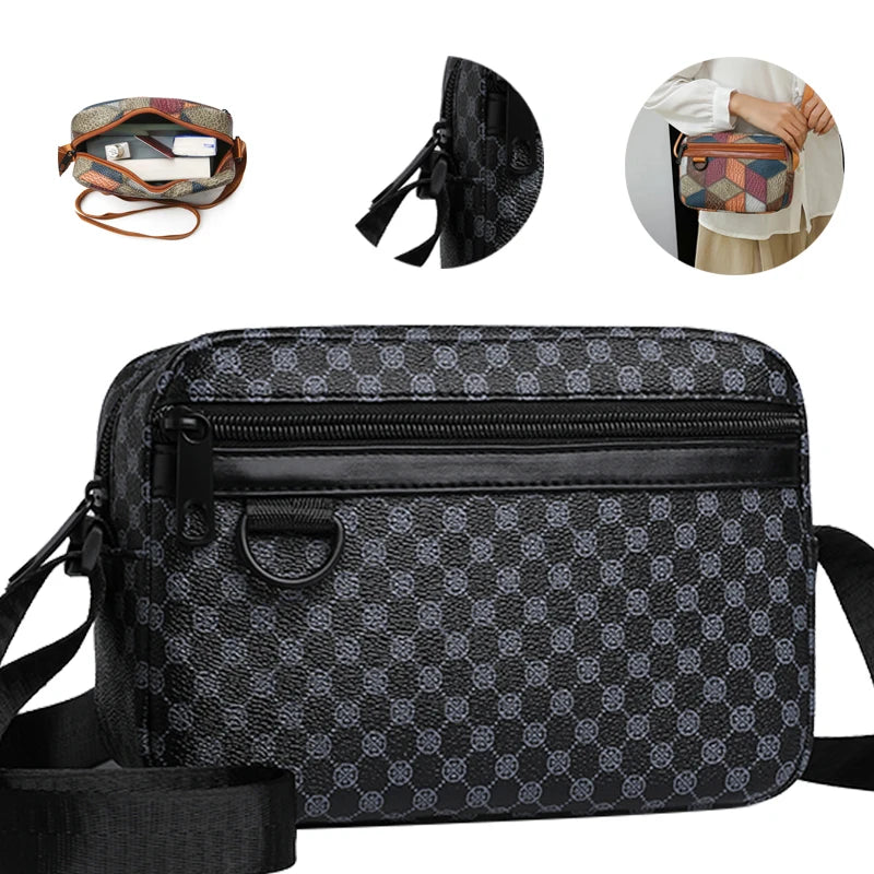 Newly designed neutral gender-neutral single-shoulder crossbody bag with patchwork vintage style, perfect for daily use.