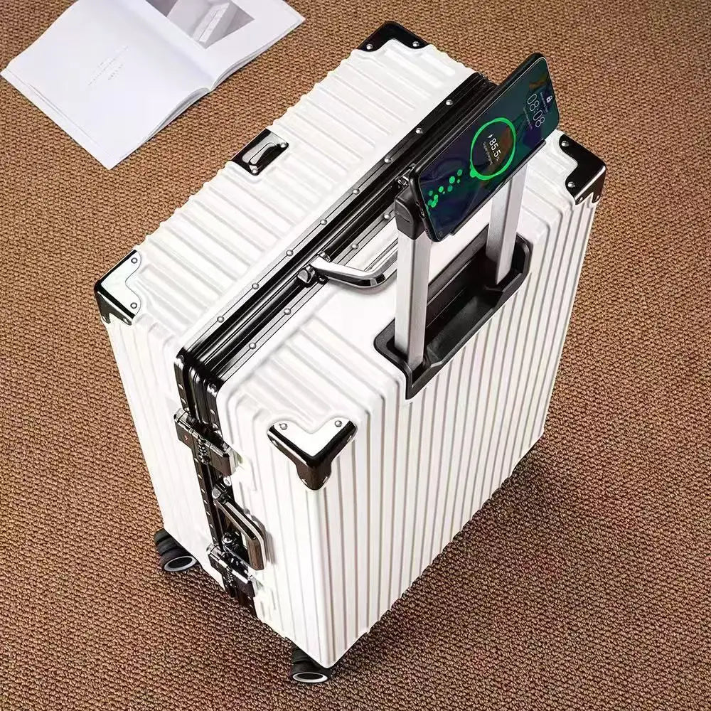 【drop deal】aluminum frame suitcase with 108 rivets, luggage 20-28 inches in size,carry on size  featuring silent all-terrain wheels, a cup holde