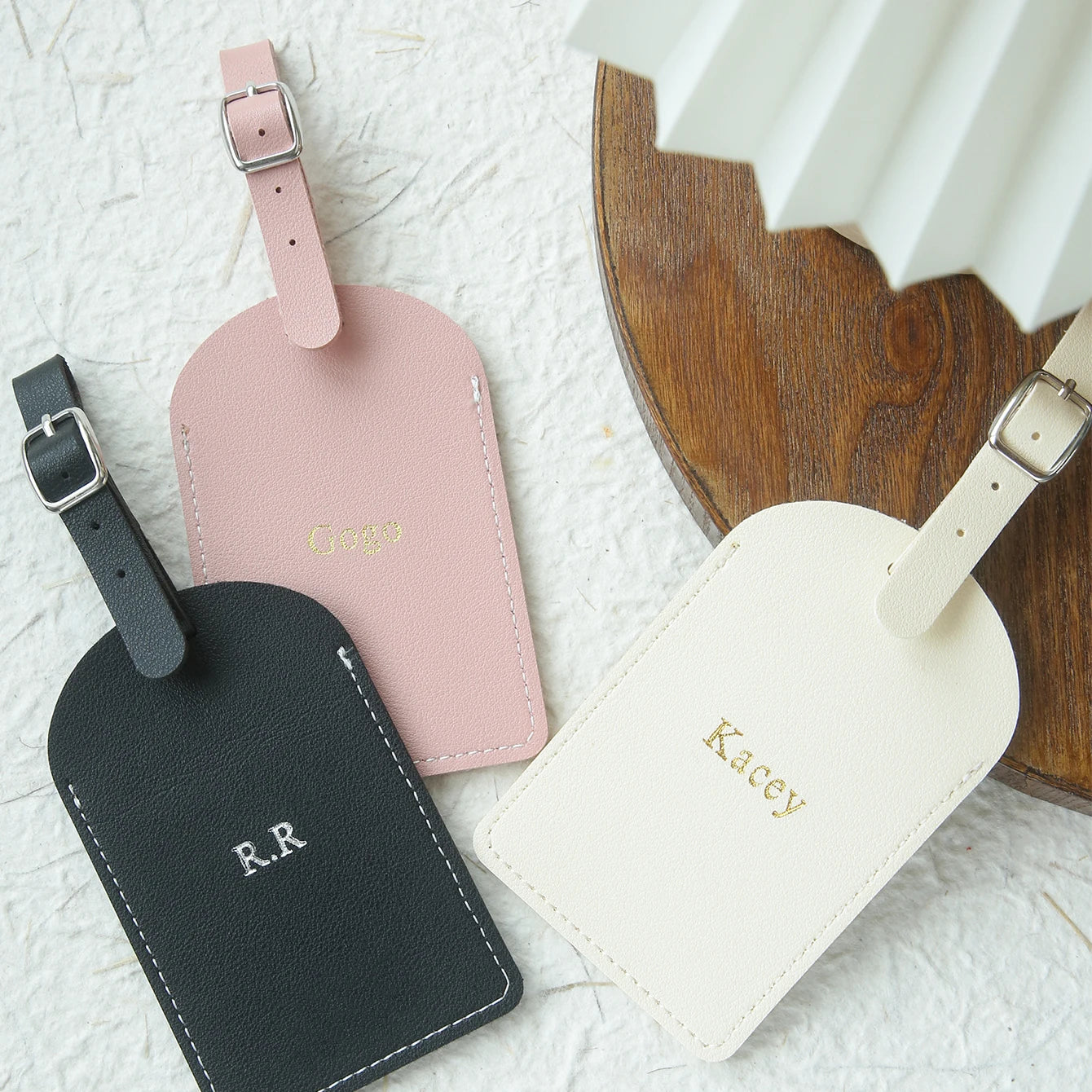 1PC Custom Name Luggage Tag Customized Name Vegan Leather Luggage Tags with Privacy Name Card Personalized Travel Bag Tag