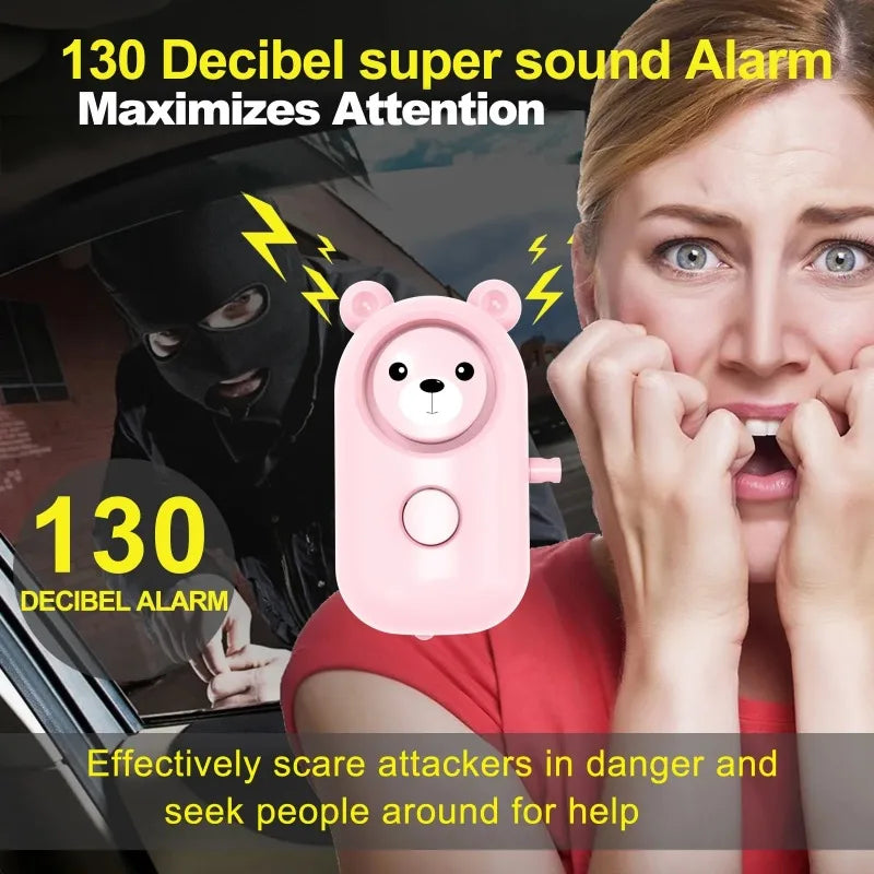 Bear Style Emergency Alarms,Security Alarm Keychain Protective Devices Personal Siren Ring with LED Light,130Db
