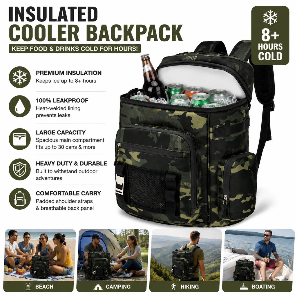 Waterproof Soft Cooler Backpack 20L Insulated Thermal Bag Oxford Fabric for Picnic Camping Hiking Travel Lightweight Bag
