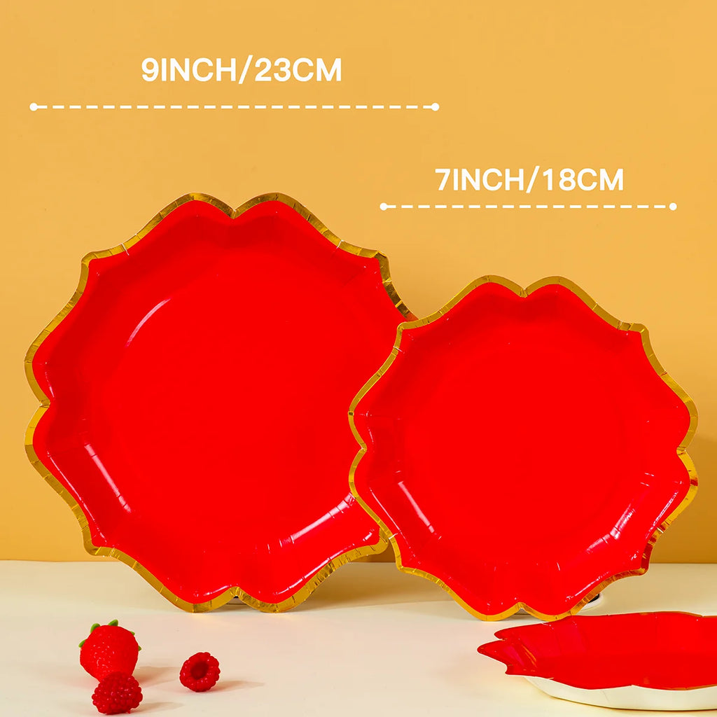 10/25/50pcs Pink /red/black/white Disposable Party Tableware Paper Plates Dishes Birthday Wedding Holiday Party Supplies