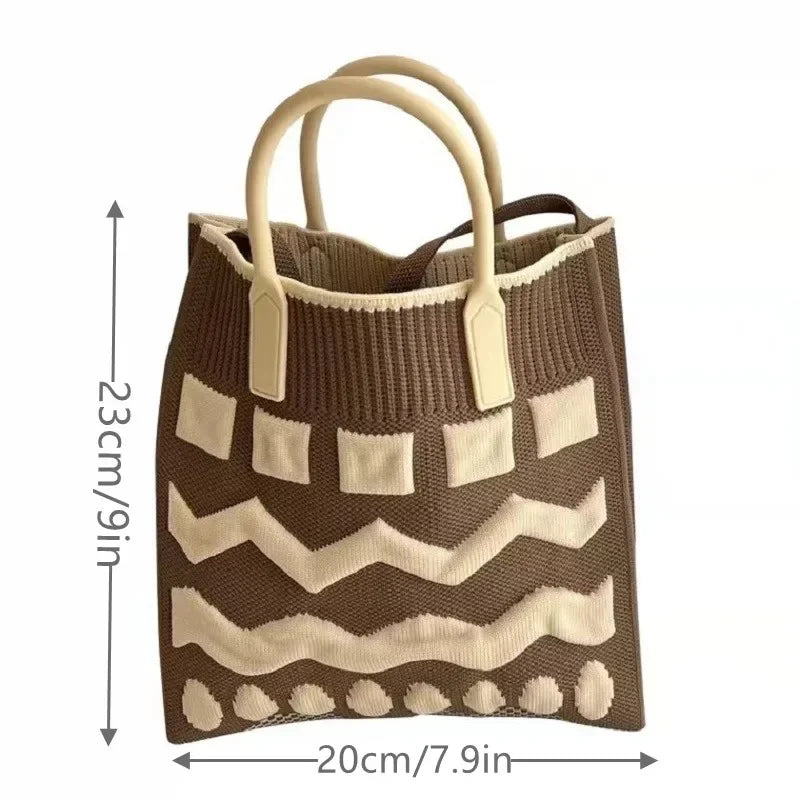 Fashion Contrasting Colors Handbag Knit Playful Lovely Bag Sweet Crossbody Bags for Women Wave Purses and Handbags