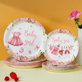 10/25/50pcs Pink Floral Baby Girl Disposable Paper Plates, Cute Themed Tableware for Baby Shower Decor