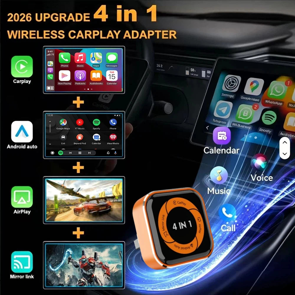 CarRocket Wireless Carplay Smart Box Android Auto Adapter Mirror Link Airplay Plug&Play Connect Universal WiFi 5 Bluetooth 5.0