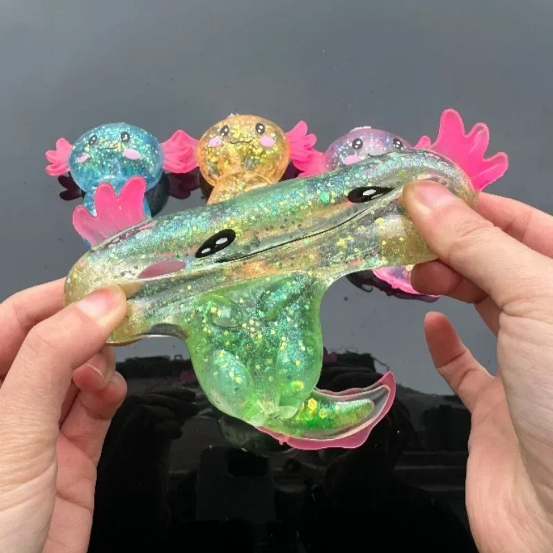 !!Colorful Salamander Maltose Fidgets Toys Squishy Malt Sugar Stretchy Axolotl Fun Squeeze Birthday Supplies Anti-Anxiety Gift