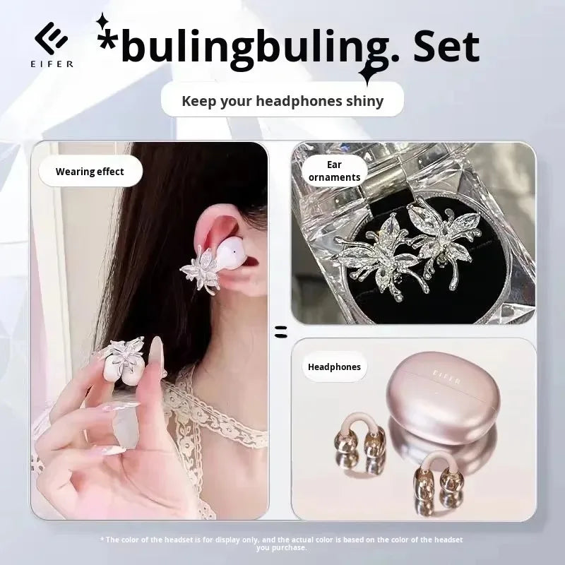 Fashion Jewelry Butterfly Earring Bluetooth Earphones Wireless Sports Headphones High Appearance Long Battery Life Headset