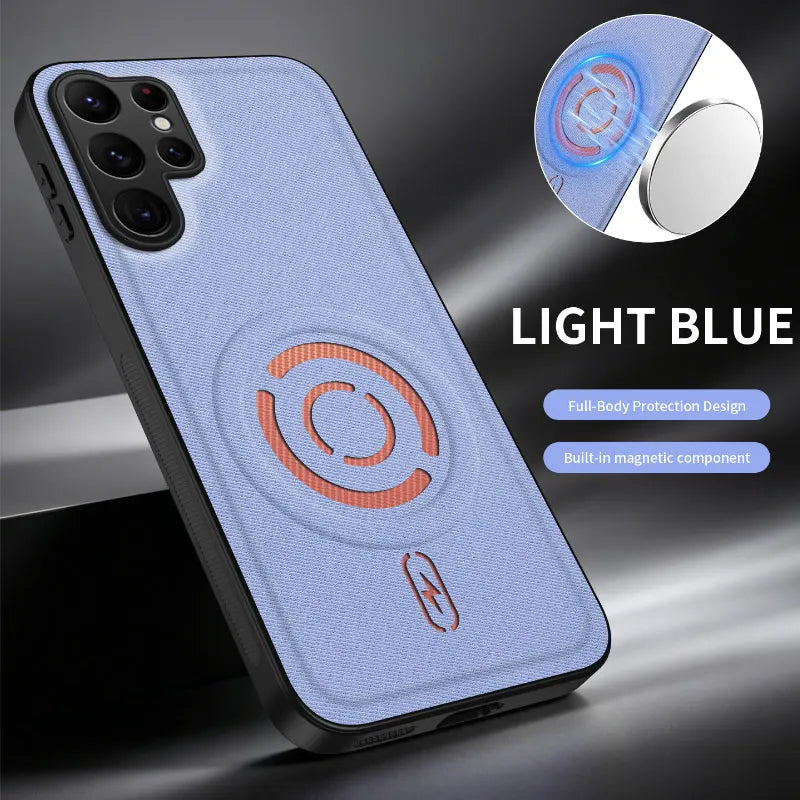 For Magsafe Magnetic Solid Color Soft TPU Frame + PC PU Leather Phone Case For Samsung S26 S24 S25 Ultra Plus FE A57 A56 A55 A54