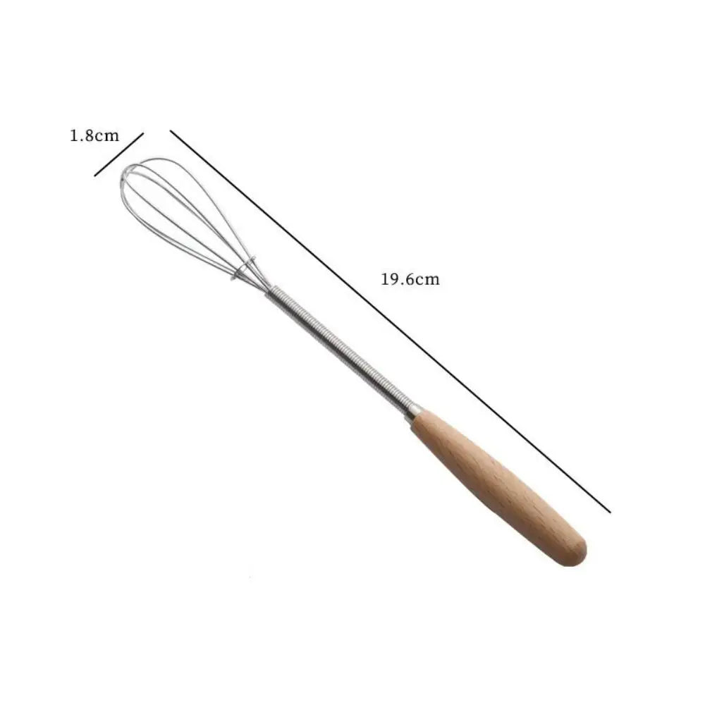 Multifunction Stainless Steel Egg Beater Wooden Handle Useful Mini Egg Whisk Portable Manual Egg Beater Baking