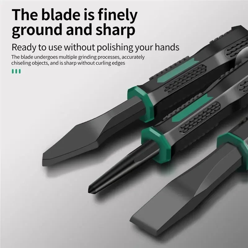 Chrome Vanadium Steel Carving Chisel Stone Flat Chisel With Hand Guard Construction Cement Masonry Concrete Engraving Cut Tool