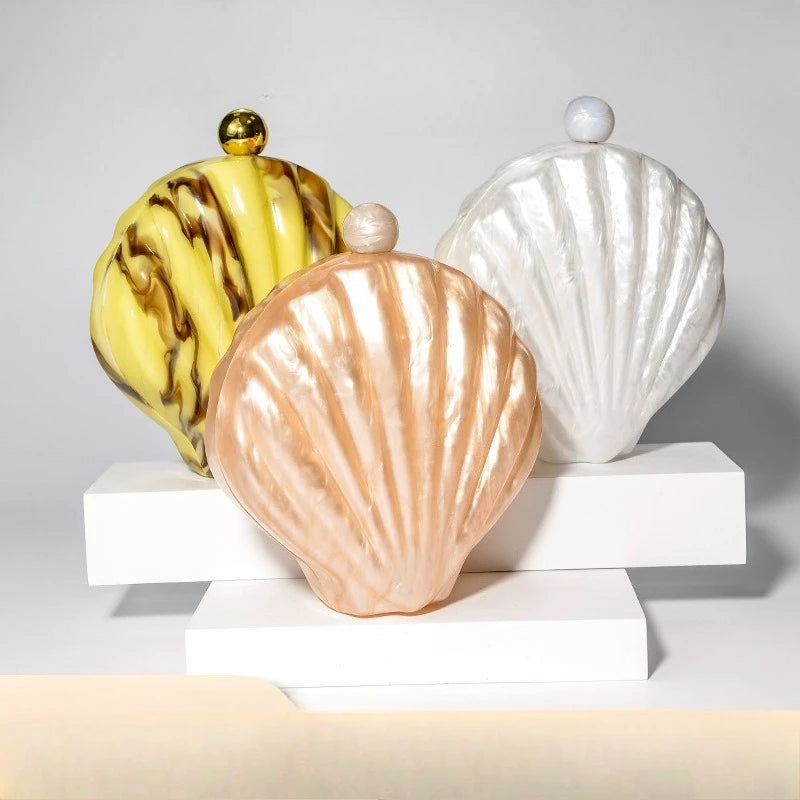 French Acrylic Shell Bag Wedding Dinner Clutch New Women's Shoulder Crossbody Bag