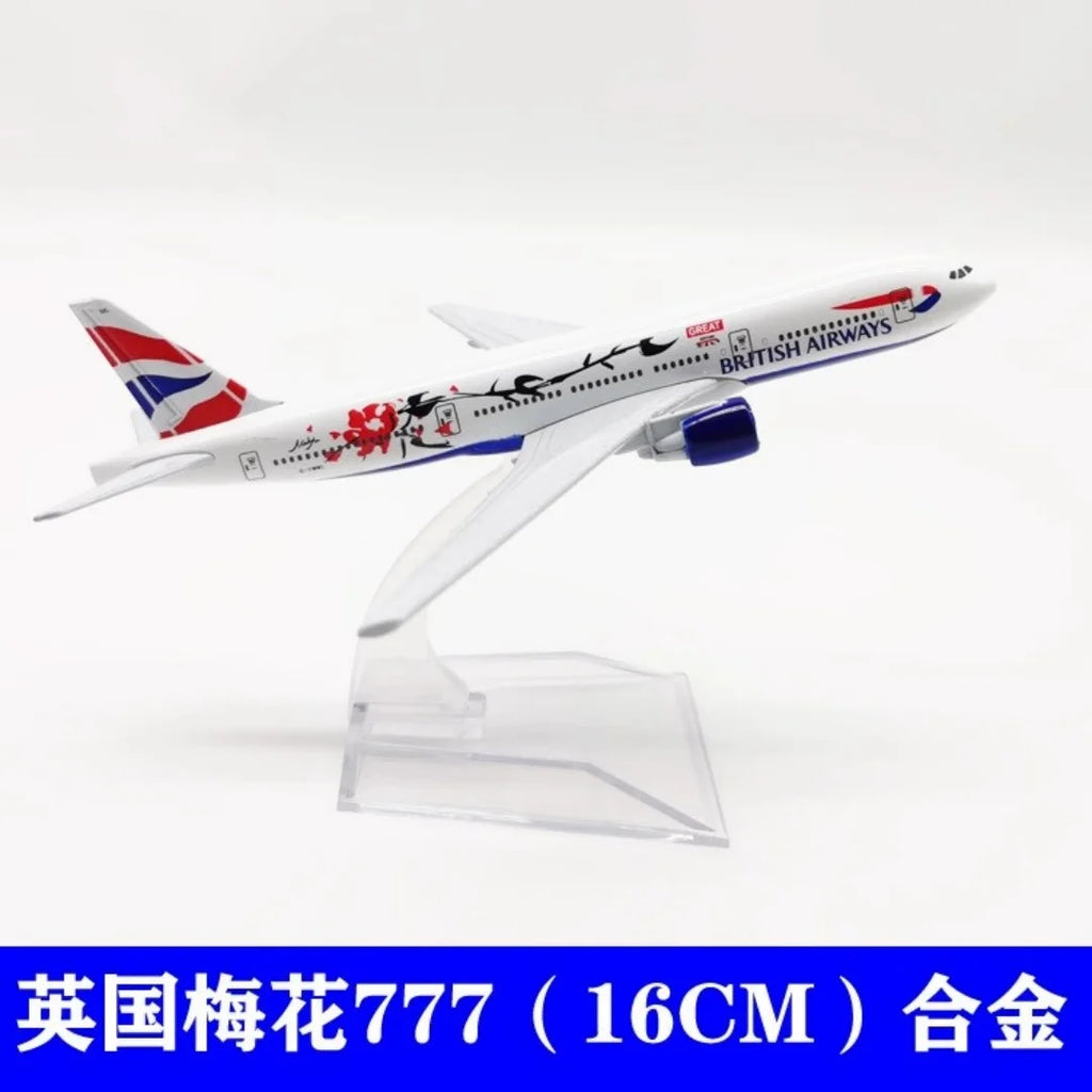16cm B777 British Plum Blossom Airways Aircraft Airplane Model Diecast Metal 1/400 Scale Planes Toy Plane For Children