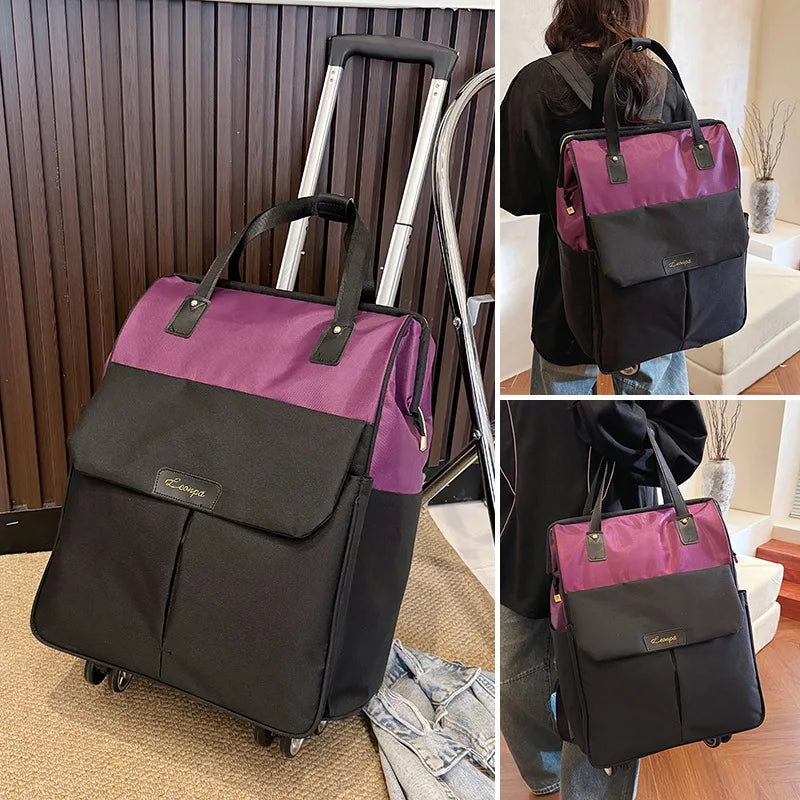 Large Capacity Double Shoulder Travel Bag Handheld Boarding Box Short Trip Luggage Bag Wheel Universal Pull Rod Bag