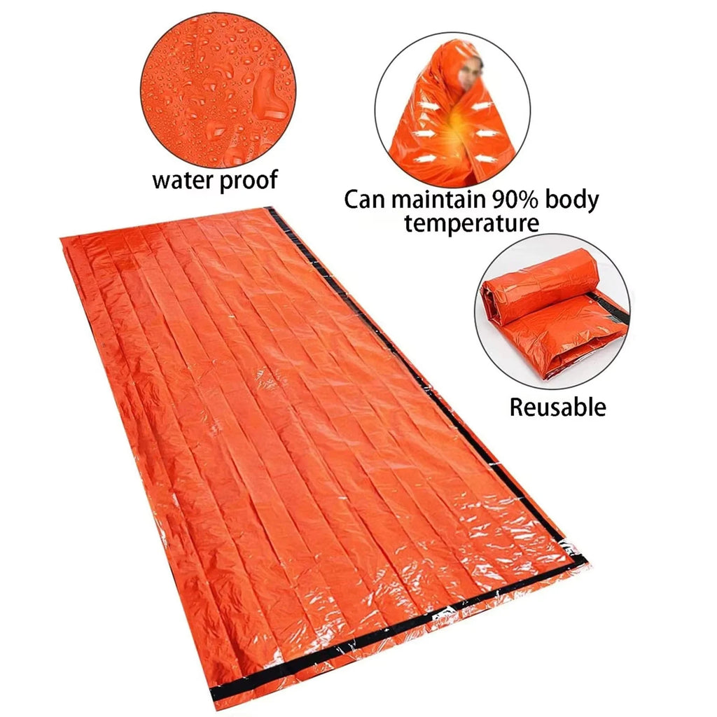 Portable Waterproof Emergency Survival Sleeping Bag Outdoor  Camping Gear Thermal Sack First Aid Rescue Kit Mylar Blanket