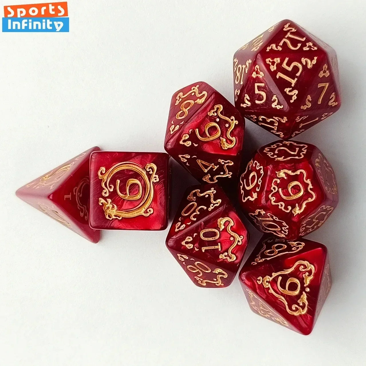 7pcs/set of Dragon Pattern Number Dice for DND Rpg Trpg COC Cthulhu Running Group Table Board Game Dnd Dice Set Polyhedral Dice