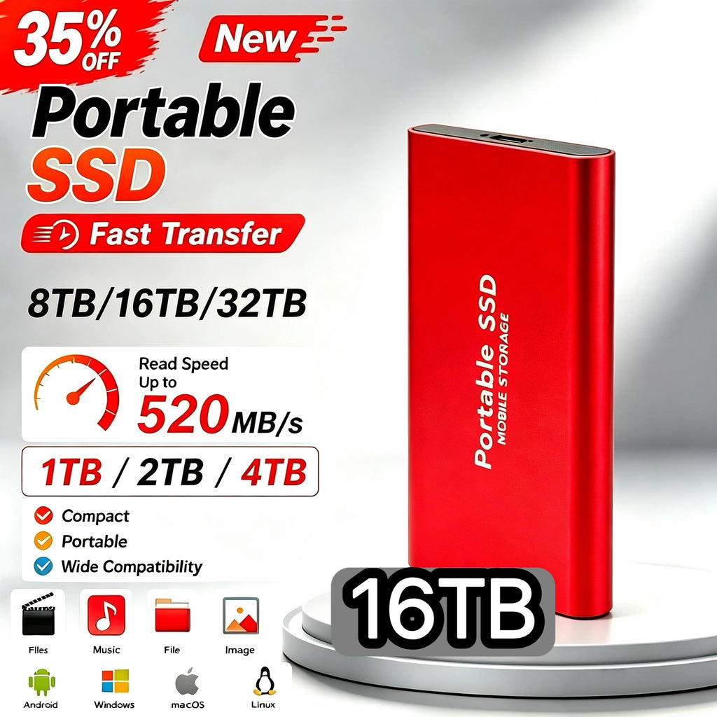 High-speed SSD 2TB Portable External Hard Drive Suitable for daily storage and backup