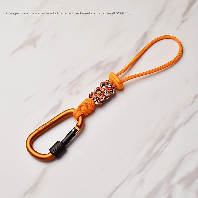 1PC Outdoor Water Bottle Holder Paracord Hook Hiking Backpack Cup Carrier Hand Woven Lanyard Carabiner Accessory Camping Gear