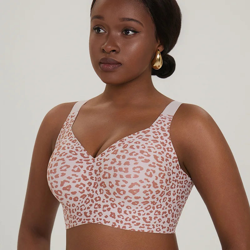 Leopard Jelly Bras No Underwire Push Up Wireless Bra Seamless Lift Bras Full Coverage Bralette Everyday Brassiere Plus Size