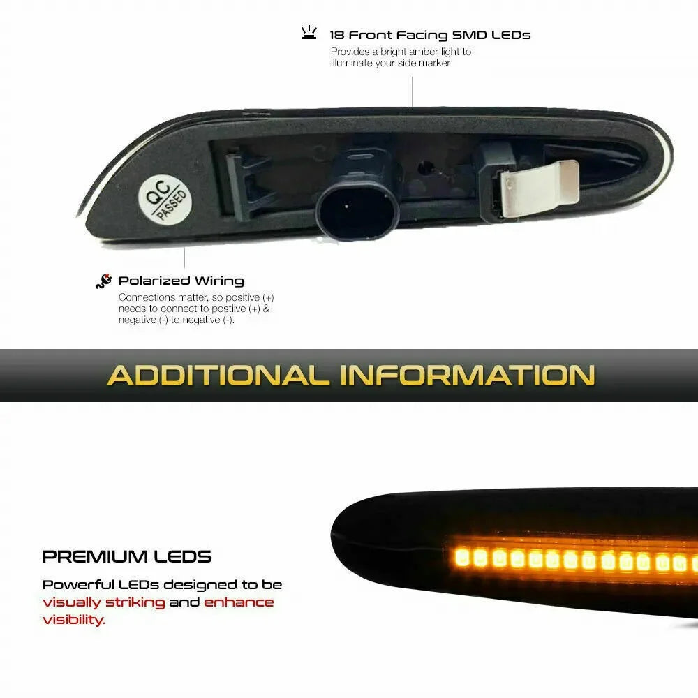Car LED Front Side Marker Turn Signal Lights For BMW 1 3 5 Series E81 E82 E87 E88 E90 E91 E92 E93 E46 E60 E61 128i 135i 325i M3