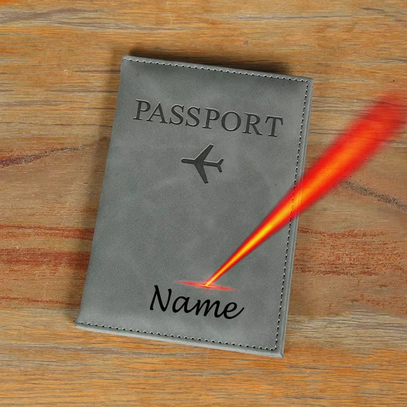 Laser Engarving Name Passport Cover Travel Wallet Pu Case for Passports Passeport Personnalisé Names Number