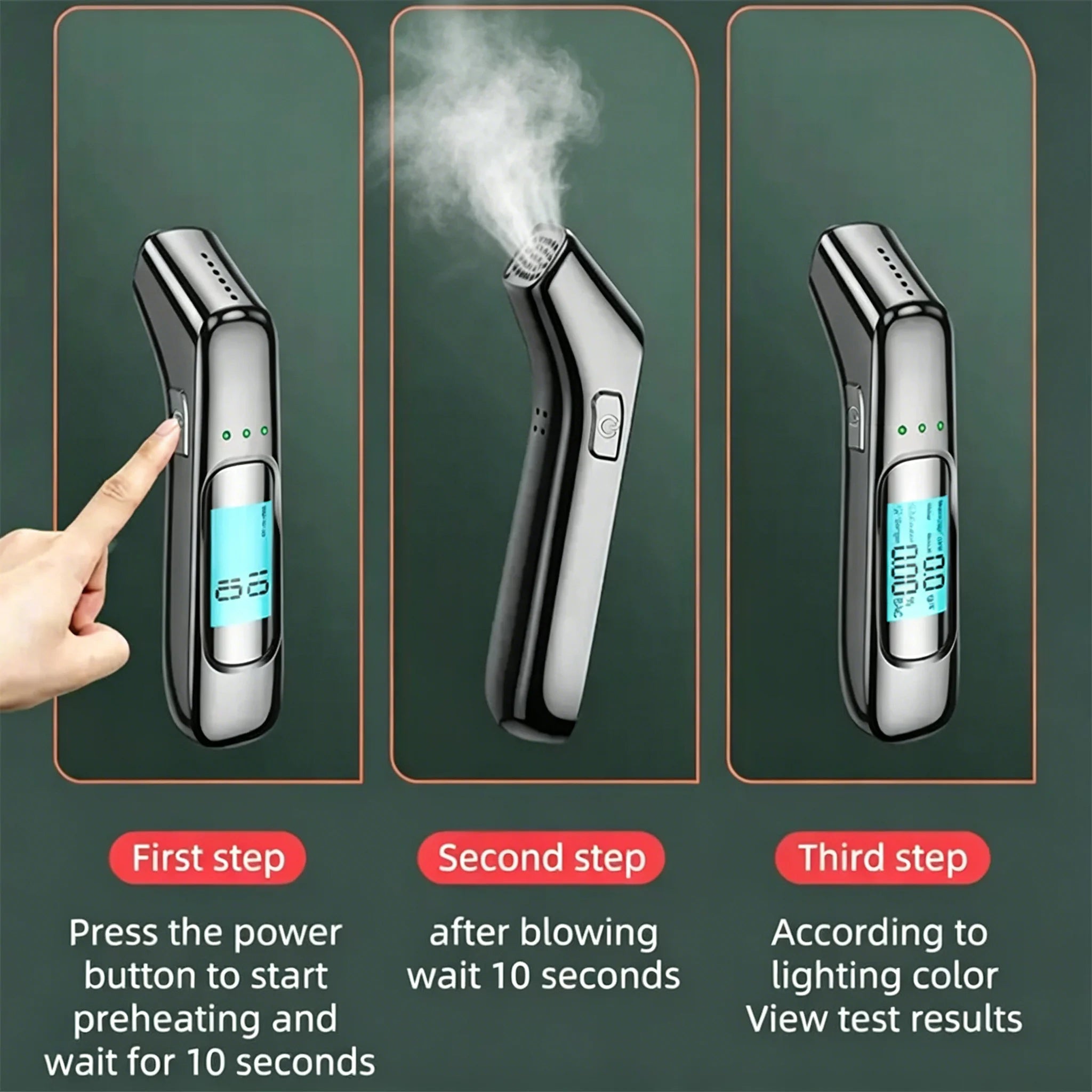 Portable Alcohol Tester Breath Alcohol Detector with LCD Display for Driving Under the Effects of Alcohol, Automotive Electronic
